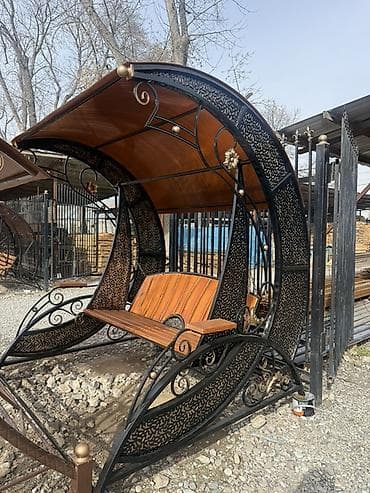 тапчаны деревянные: Садовые качели Металл, Со спинкой, С крышей — 9