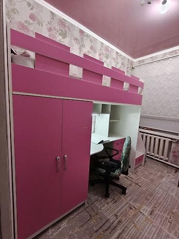 кровать принцесса: Двухъярусная детская кровать, ЛДСП, цвет - Розовый — 2