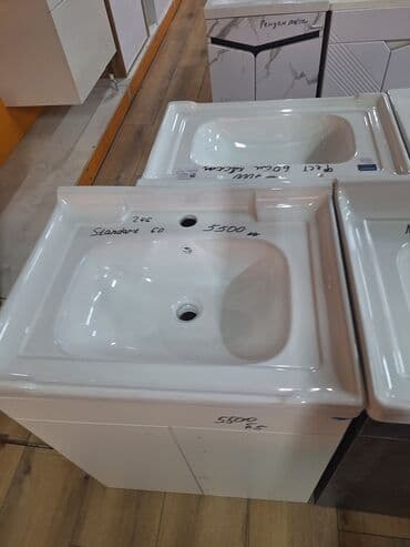 столешницы в ванную на заказ: Ванна үчүн раковина, Чарчы формасы, Материалы: Керамика, Өлчөмү: 50 x 60 см — 1