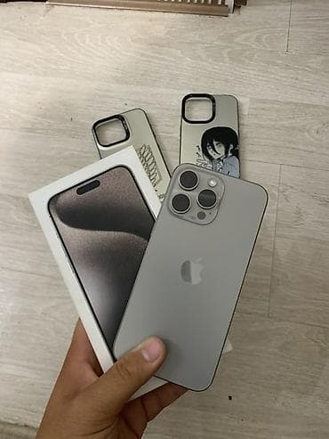 IPhone 15 Pro Max, Б/у, 256 ГБ, Natural Titanium, Коробка, 82 %
