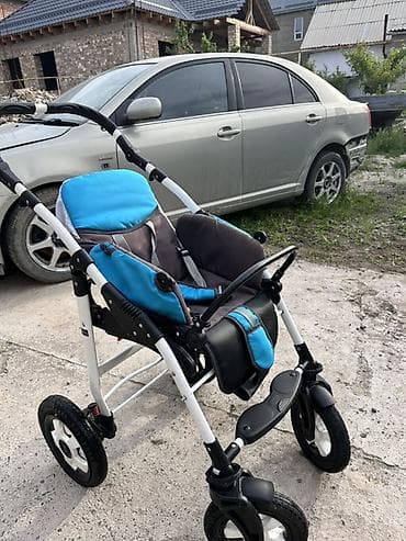 коляска два в одном: Коляска, Другой бренд, цвет - Голубой, Б/у, Самовывоз — 3