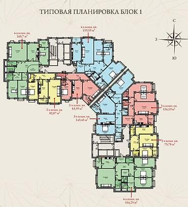 квартира расрочка: 3 комнаты, 116 м², Элитка, 10 этаж, Готовая ПСО (под самоотделку) — 3