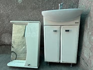 мебельный паралон: Тумба для ванны, С раковиной, ЛДСП, цвет - Белый — 1