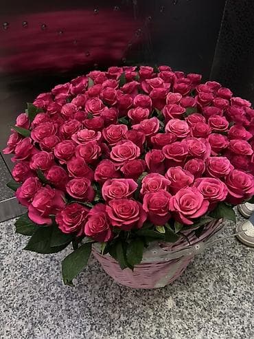 51 роза: Продам большую корзину роз🔥 Пышная композиция из розовых роз в — 1