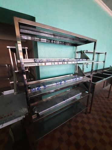 оборудование для магазина бу: Промышленные стеллажи и рабочие столы из нержавеющей стали. - — 5