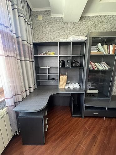 Кресла: Модульная стенка с рабочей зоной (угловой стол) в едином стиле, цвет – — 3