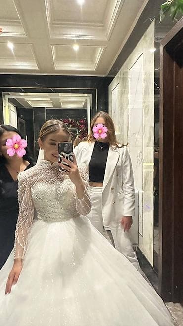 белый платя: Свадебное платье, 2XL, Со шлейфом, Б/у — 1
