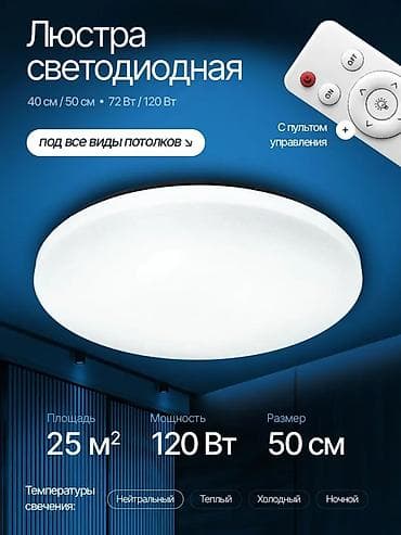 projector screen: Светодиодная потолочная люстра с пультом управления. Основные — 1