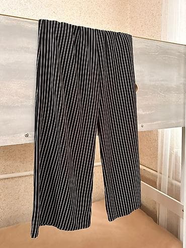 Личные вещи: Женские брюки палаццо — 2 пары 1) Черные в белую вертикальную полоску — 2