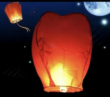 каменная вата: Небесный фонарь (хлопковая бумага, красный,голубой,желтый) - Тип — 2