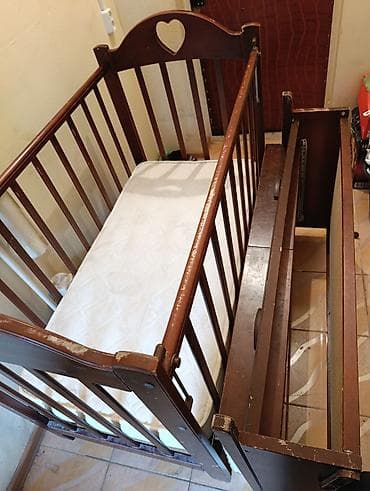 детская кровать с матрацем: Детская деревянная кроватка с матрасом — 2