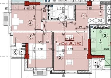 квартира потселения: 2 комнаты, 58 м², Элитка, 2 этаж, ПСО (под самоотделку) — 1