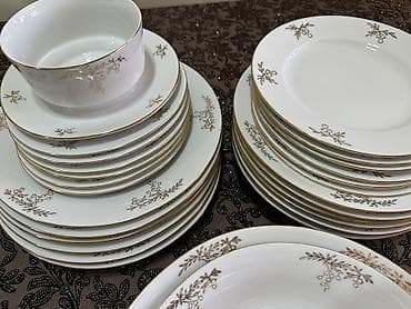 Посуда: Винтаж! Классика! Столовый сервиз из белоснежного фарфора с позолотой — 10