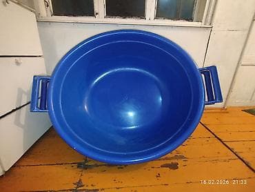 Товары для пикника: Большой пластиковый таз с ручками, синий. - Овальная форма, объёмный — 4