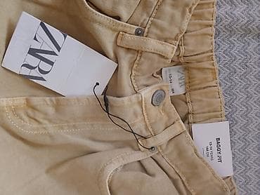zara: Джинсы и брюки, цвет - Бежевый, Новый — 5