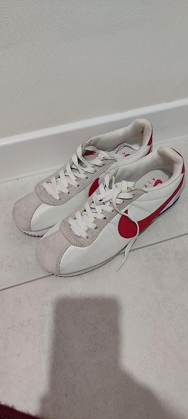 Мырзалардын бут кийими: Кроссовки Nike Cortez Classic - Цвет: белый с красным Swoosh и — 2