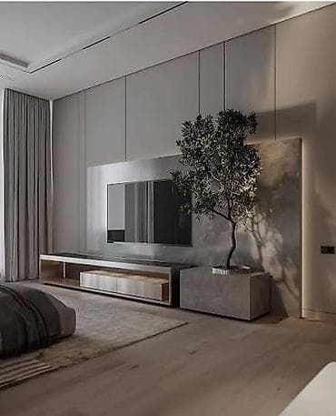 Тумба и подставка для телевизора, Подвесная, ЛДСП, цвет - Серый