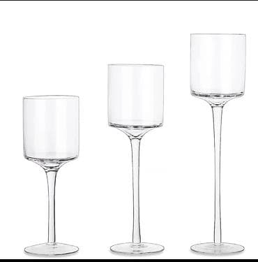 Үй жана бакча: Набор стеклянных подсвечников на высокой ножке (3 штуки) Размер:высота — 2