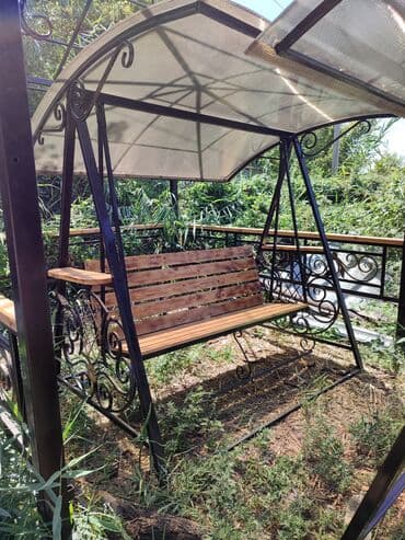 садовый стол и стулья: Садовые качели Металл, Со спинкой, С крышей — 15