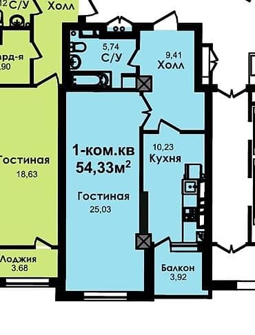 Недвижимость: 2 комнаты, 54 м², Элитка, 13 этаж, Евроремонт — 1