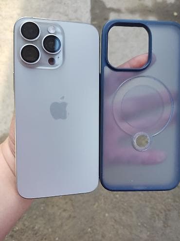 IPhone 15 Pro Max, Б/у, 256 ГБ, Natural Titanium, Защитное стекло, Чехол, 87 %