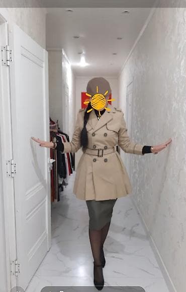 кыргызская национальная одежда: Женский плащ-тренч HKB Design collection. - Цвет: бежевый с — 7