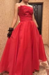 роскошное вечернее платье: Вечернее платье, А-силуэт, Длинная модель, Атлас, Без рукавов, Корсет, M — 3