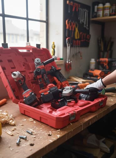 Клеевые пистолеты: Набор аккумуляторного инструмента D-MAX 21V в чемодане Состав — 1