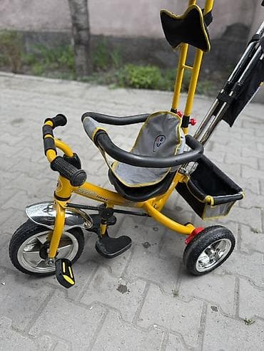 детские трехколесные велосипеды с ручкой: Детский трехколесный велосипед-каталка LEBAYO TRIKE (желтый/серый) с — 1