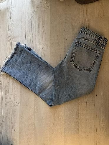 женские джинсы американки: Джинсы, Прямые, Zara, Средняя талия, С бахромой, S — 3