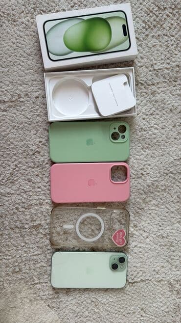 iphone 12 pri: IPhone 15, Б/у, 256 ГБ, Зеленый, Чехол, Коробка, 85 % — 4