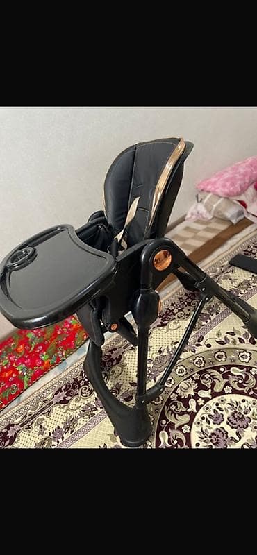 Детский стульчик для кормления - Цвет: черный с золотистыми вставками