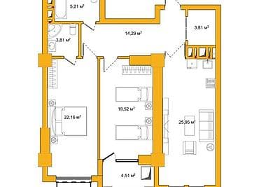 квариры: 3 комнаты, 100 м², Элитка, 4 этаж, Готовая ПСО (под самоотделку) — 10