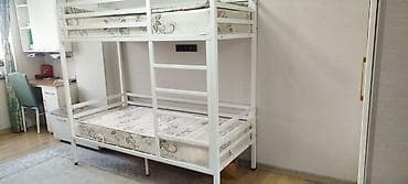 железный крават: Двухъярусная металлическая кровать с матрасами - Прочная сварная — 4