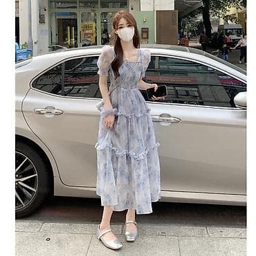 платье свободное: Повседневное платье, Длинная модель, Шифон, M — 2