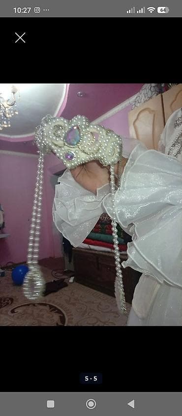 Жеке буюмдар: Наряд для девочки в восточном стиле: белое праздничное платье с — 2