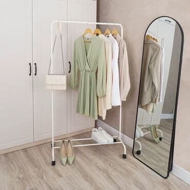 вешалки напольные для верхней одежды: Гардеробная вешалка, стойка, кронштейн на колесиках Сталь с — 4