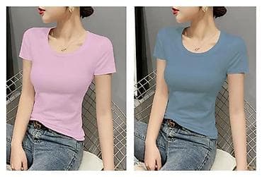 Футболкалар: Топ, Пахта, Кытай, Кыска модель, Кыналып турган модель, Жаңы, Бардык өлчөмдөр — 4