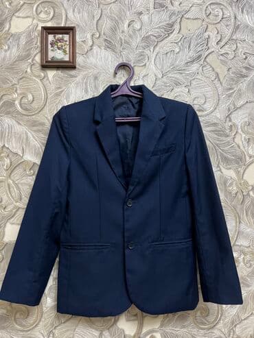 твидовый пиджак: Школьная форма, цвет - Синий, Б/у — 2