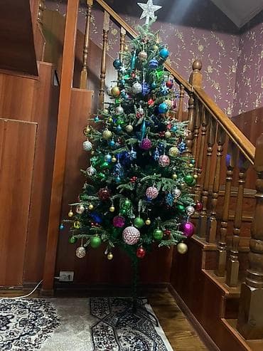 искусственный пальма: Искусственная новогодняя ёлка с полным украшением - Высота около — 2