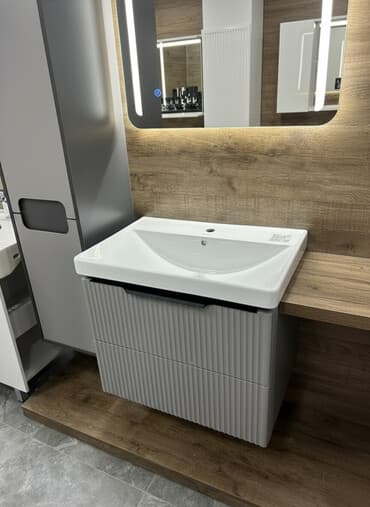 полки в ванну: Раковина для ванной, Квадратная форма, Материал: Керамика — 1