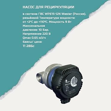 Насос для рециркуляции Wester WPE15-12N (Россия) - Назначение