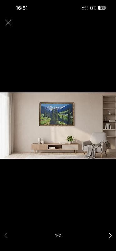 вип подарки: Новая картина маслом «Горная долина с рекой» Техника исполнения — 2