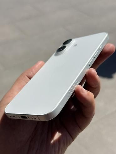 iphone 16e цена: IPhone 16, Б/у, 128 ГБ, Белый, Защитное стекло, Чехол, 96 % — 5