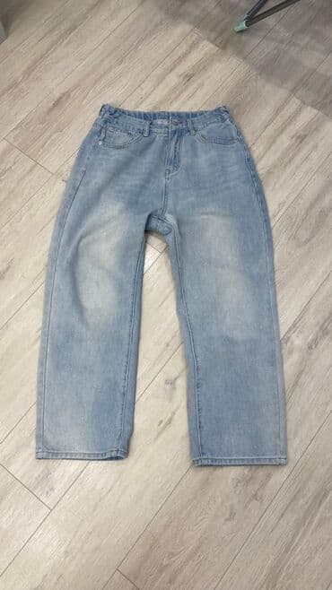 джинсы на девочку: Джинсы унисекс, свободный крой - Цвет: светло-голубой деним с легким — 1