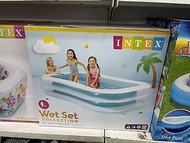 бассейн детей: Надувной семейный бассейн Intex Wet Set Collection. - Форма — 1