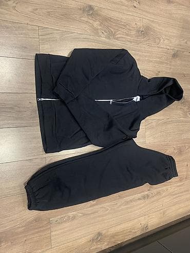 nike tech flece: Черный комплект из толстовки и брюк SVM - Модель: худи на молнии до — 5