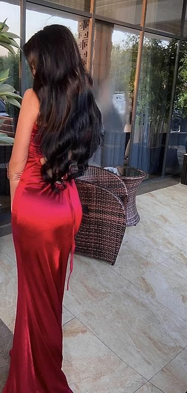 красивый секис: Выпускное/Вечернее платье в пол из атласной ткани, насыщенного — 3