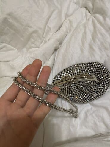 бижутерия цепочка с кулоном: Вечерняя сумочка-клатч с кристаллами - Материал верха: тканевая — 1