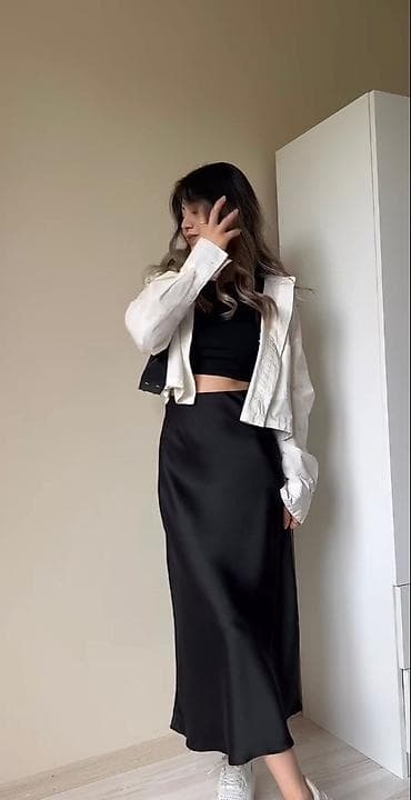 атласные: Юбка, Модель юбки: Прямая, Миди, Атлас, По талии — 2